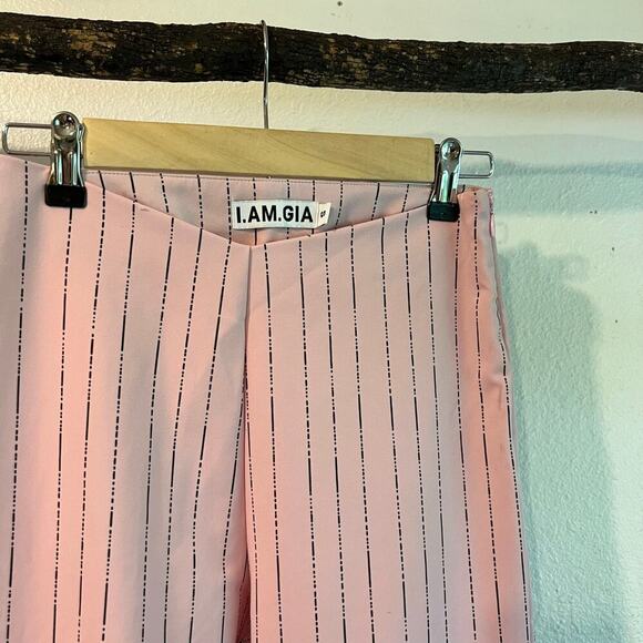 I AM GIA Pink Pinstripe Dominique High Rise Cropped Pants Size Small - Picture 6 of 16
